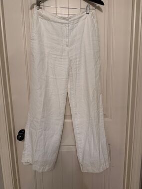 Madison Studio White Wide-Leg Linen Pants